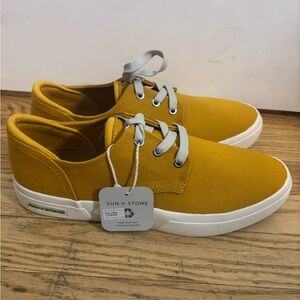 Sun + Stone mens Mustard Canvas Sneakers size 9.5 NWT